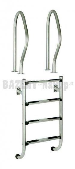 Nerezový žebřík dvojdílný, 4 stupně s kotvením a přírubou