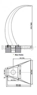 Maxi Kobra 600 mm, nerez, připojení 75 mm, povrch zrcadlový lesk, výška 1 000 mm
