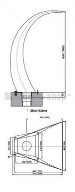 Max Cobra 600 mm, rozsdamentes acél, csatlakozó 75 mm tükör polírozott, magasság 1000 mm